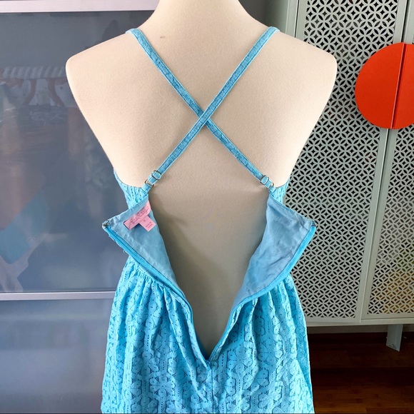 Lilly Pulitzer Elisse Strappy Blue Lace Dress - Picture 4 of 7